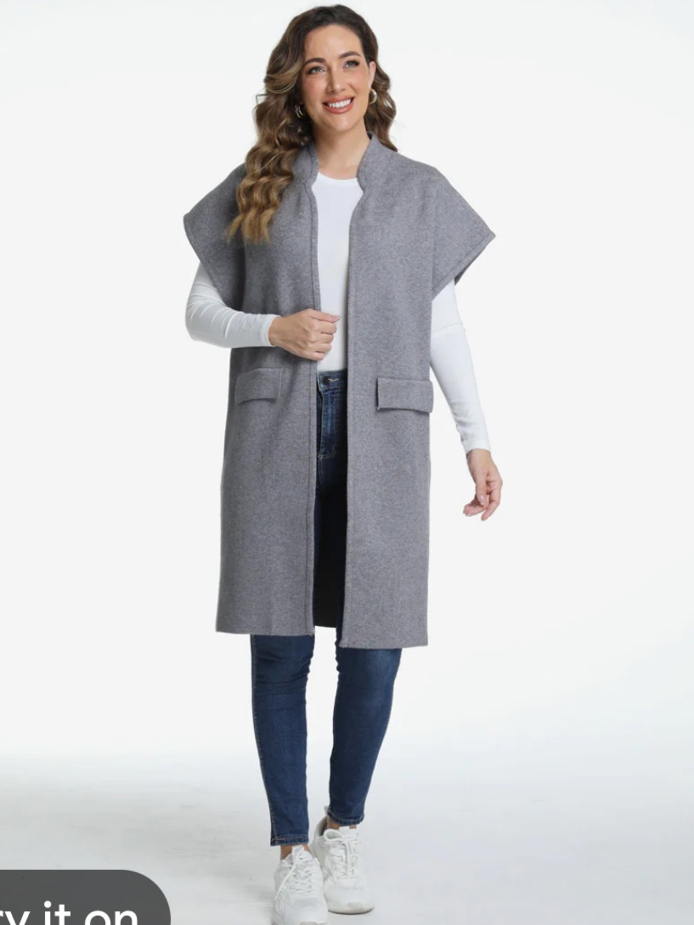 Akemi + Kin Anthropologie Heathered grey open front sweater duster one size NWOT